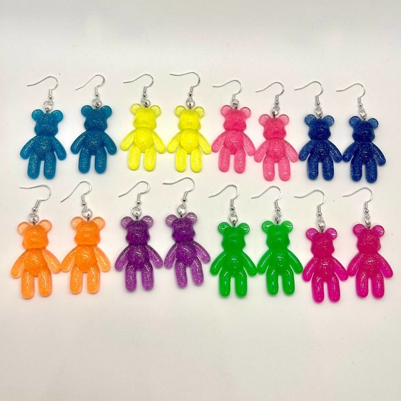 Handmade Jewelry - Large Gummy Bear Earrings - Statement Earrings - Novelty Earrings - Teddy Bears